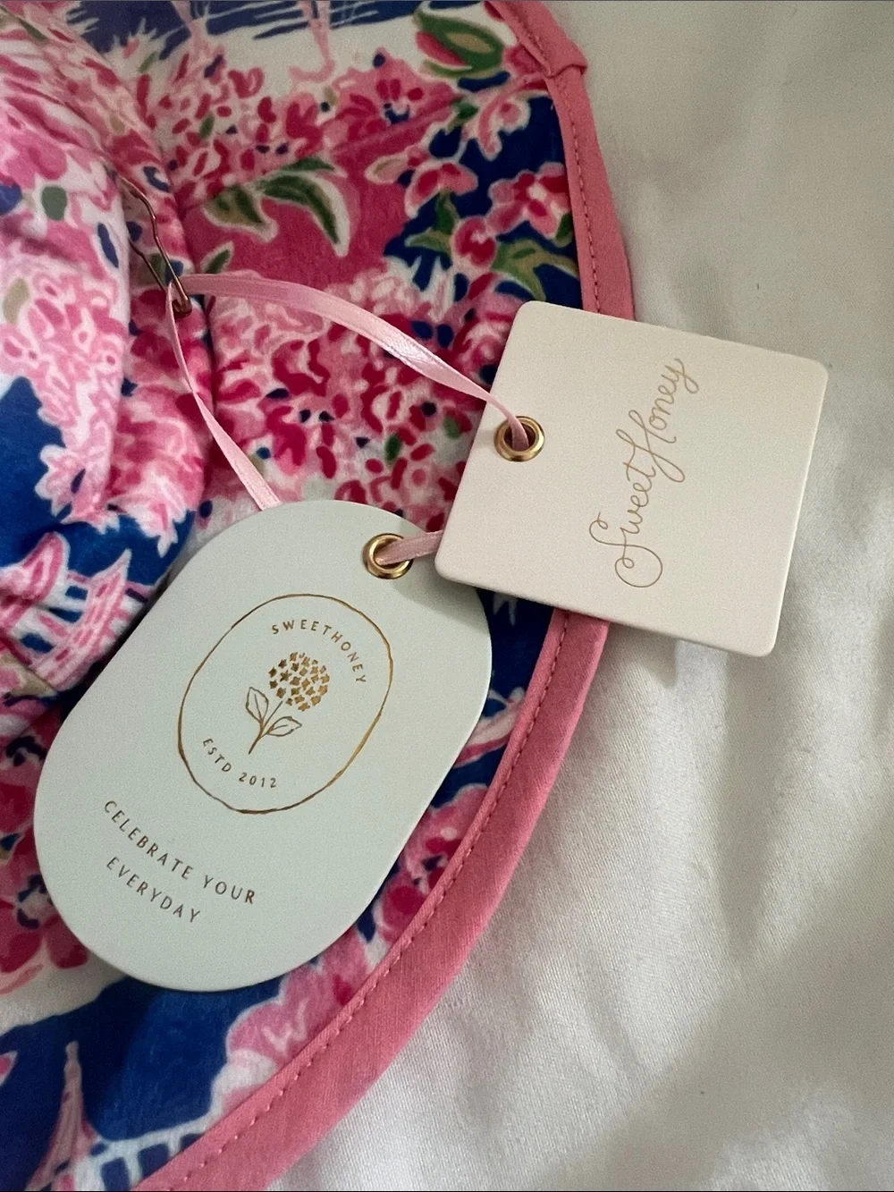 Sweet Honey Girls' Pink & Navy Floral Chateau Sun Hat